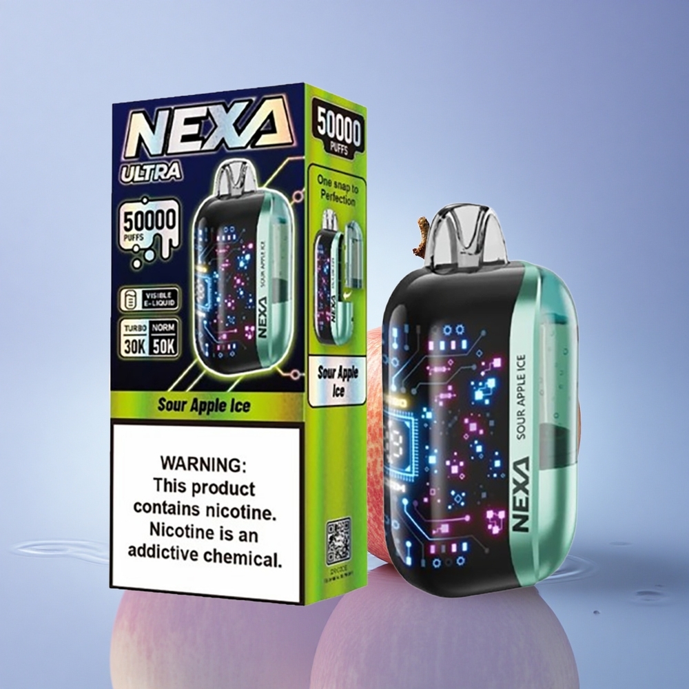 NEXA Ultra 50000 Puffs Kislo Jabolčni Led 20ml 5% nikotina 800mAh