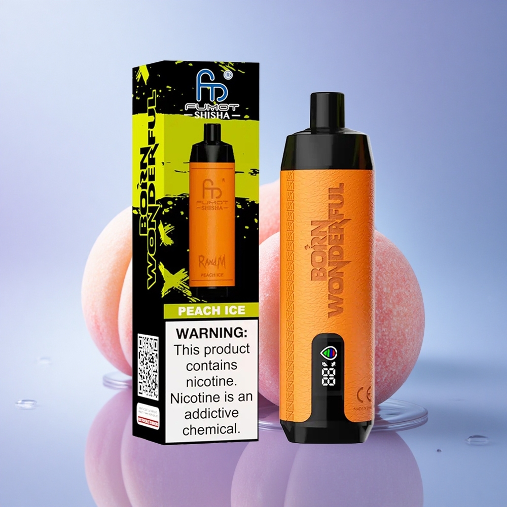 RandM Fumot Shisha 10000 Puffs Breskovi Ledeni z 0,6 ohm in 0,5% nikotina