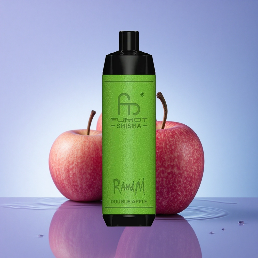 RandM Fumot Shisha 10000 Puffs Dvojno Jabolko z 18ml E-tekočino in 0,6ohm Mrežno Tuljavo