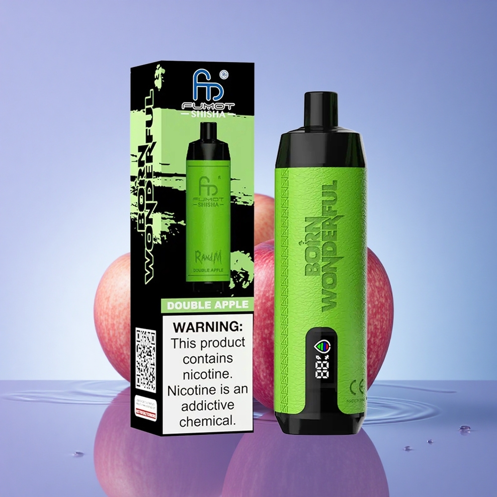 RandM Fumot Shisha 10000 Puffs Dvojno Jabolko z 18ml E-tekočino in 0,6ohm Mrežno Tuljavo
