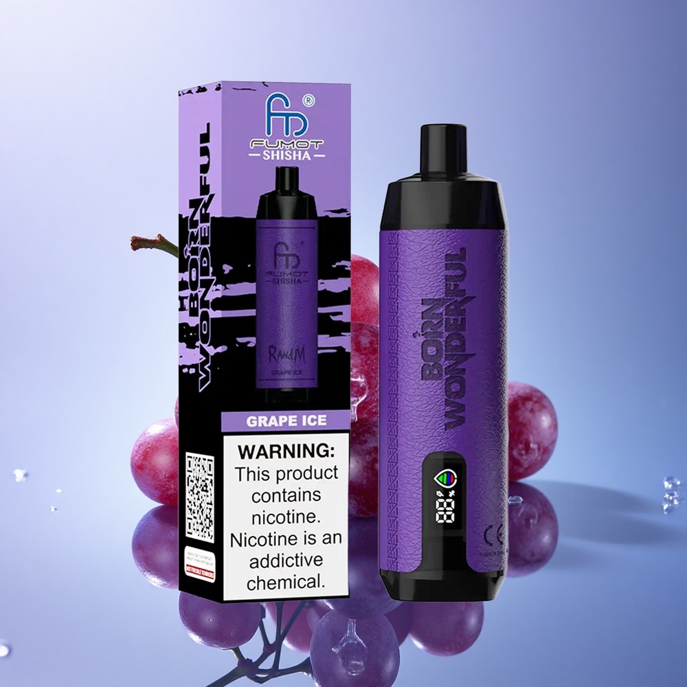 RandM Fumot Shisha 10000 Puffs Grozdov Led z 0,6ohm Mesh in 850 mAh
