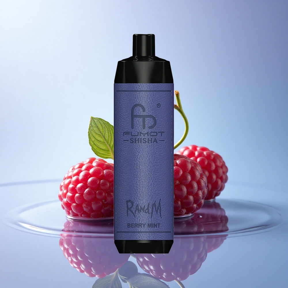 RandM Fumot Shisha 10000 Puffs Jagoda Meta z 0,6 ohms in 0,5% nikotina