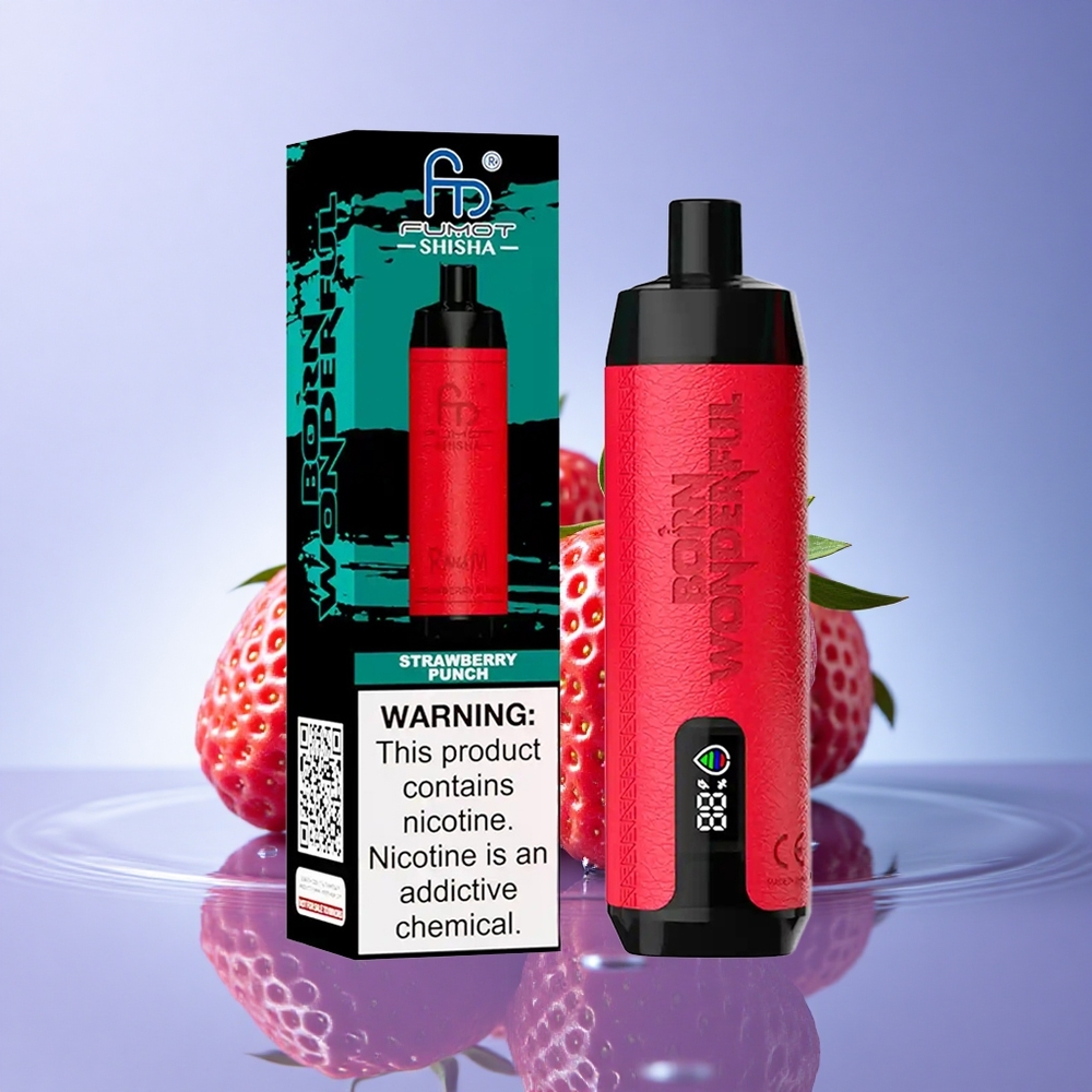 RandM Fumot Shisha 10000 Puffs Jagodni Punch z 18ml e-tekočine in 0,5% nikotina