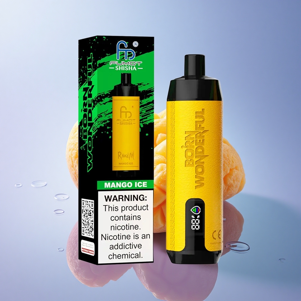 RandM Fumot Shisha 10000 Puffs Mango Ledni z 0,6ohm Mesh in 0,5% nikotina