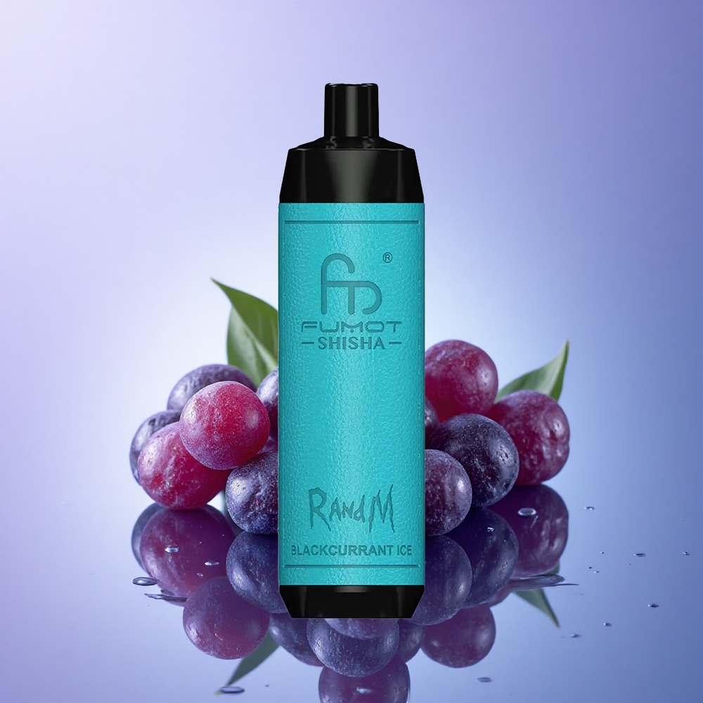 RandM Fumot Shisha 10000 Puffs Črni ribez LED 0,5% nikotina 850 mAh
