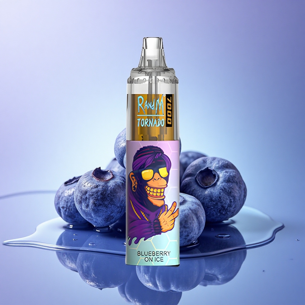 RandM Fumot Tornado 7000 Puffs Borovnica Na Ledu z 5% Nikotina in 850 mAh Baterijo