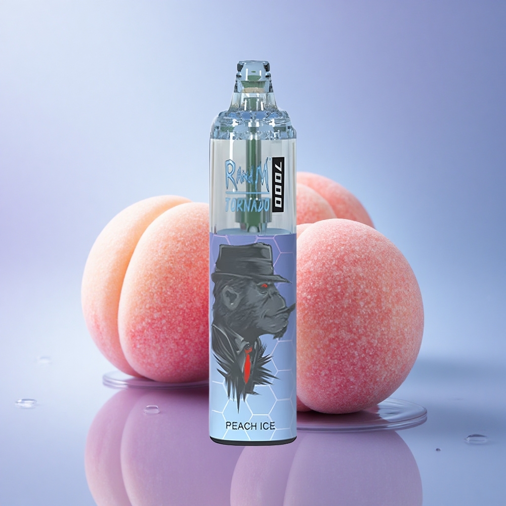 RandM Fumot Tornado 7000 Puffs Breskovi Led s 850 mAh in Mesh Coil