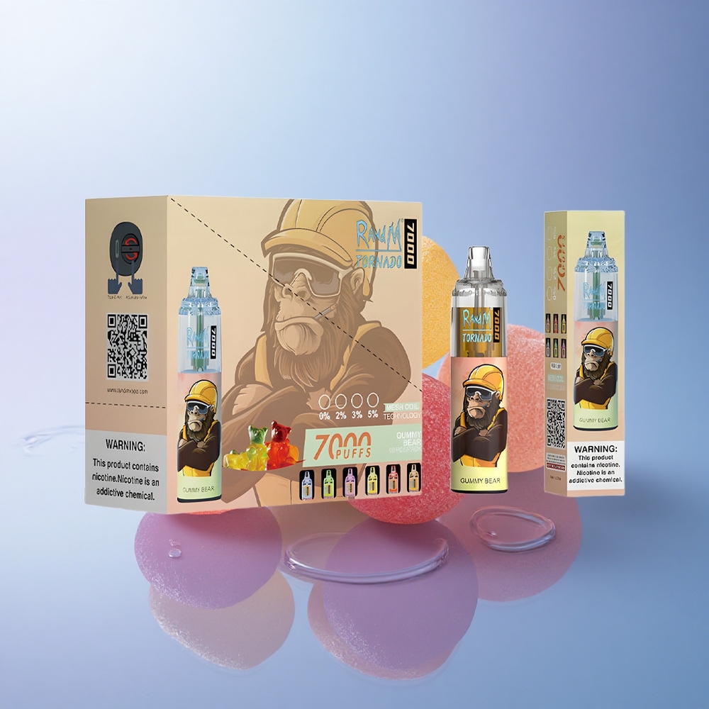 RandM Fumot Tornado 7000 Puffs Gumi Medved 14 ML E-tekočina 850 mAh Mesh Navoj