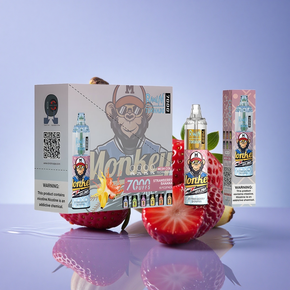 RandM Fumot Tornado 7000 Puffs Jagoda Banana Zrak-Nastavljiv 5% Nikotina 850mAh