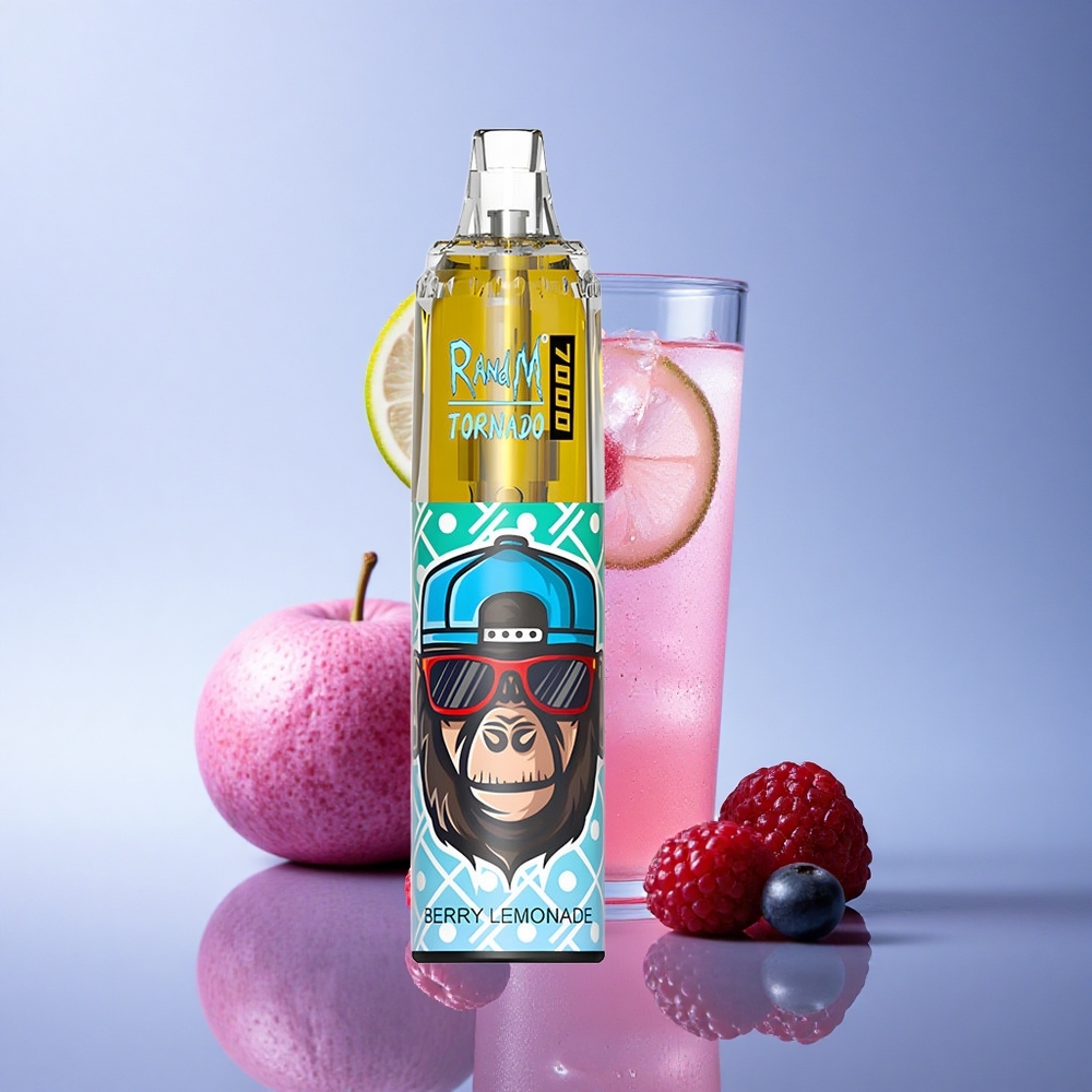 RandM Fumot Tornado 7000 Puffs Jagodna Limonada z Mehanskim Navitjem in 850 mAh