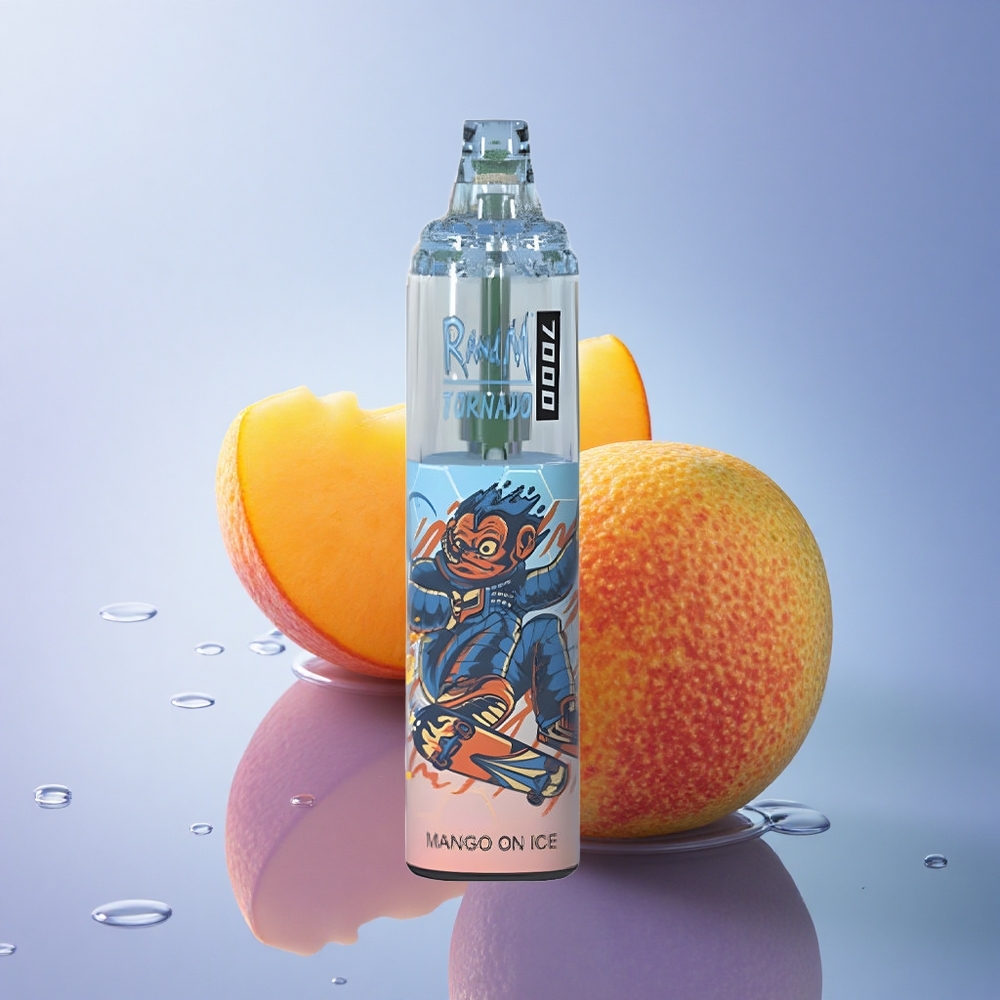 RandM Fumot Tornado 7000 Puffs Mango Na Ledu Z 5% Nikotina In 850 MAH