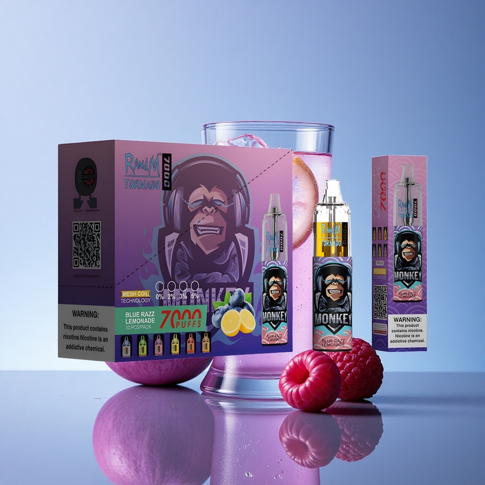 RandM Fumot Tornado 7000 Puffs Modra Malina Limonada z 5% Nikotina in 850 mAh Baterijo