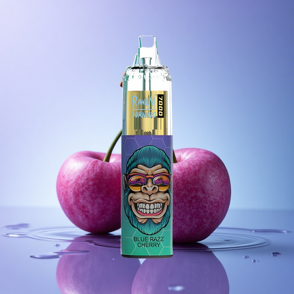 RandM Fumot Tornado 7000 Puffs Modra Malina Češnja z 850 mAh in Nastavljivim Zrakom