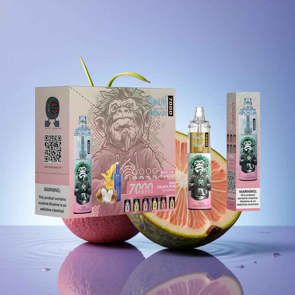 RandM Fumot Tornado 7000 Puffs Pina Colada Rum 850 MAH 14 ML Mrežasta Tuljava