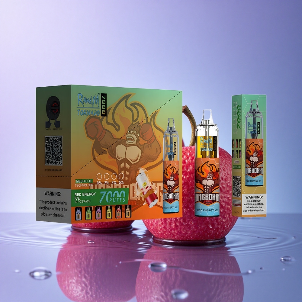 RandM Fumot Tornado 7000 Puffs Rdeča Energija Led z 850 mAh in Nastavljivim Zrakom