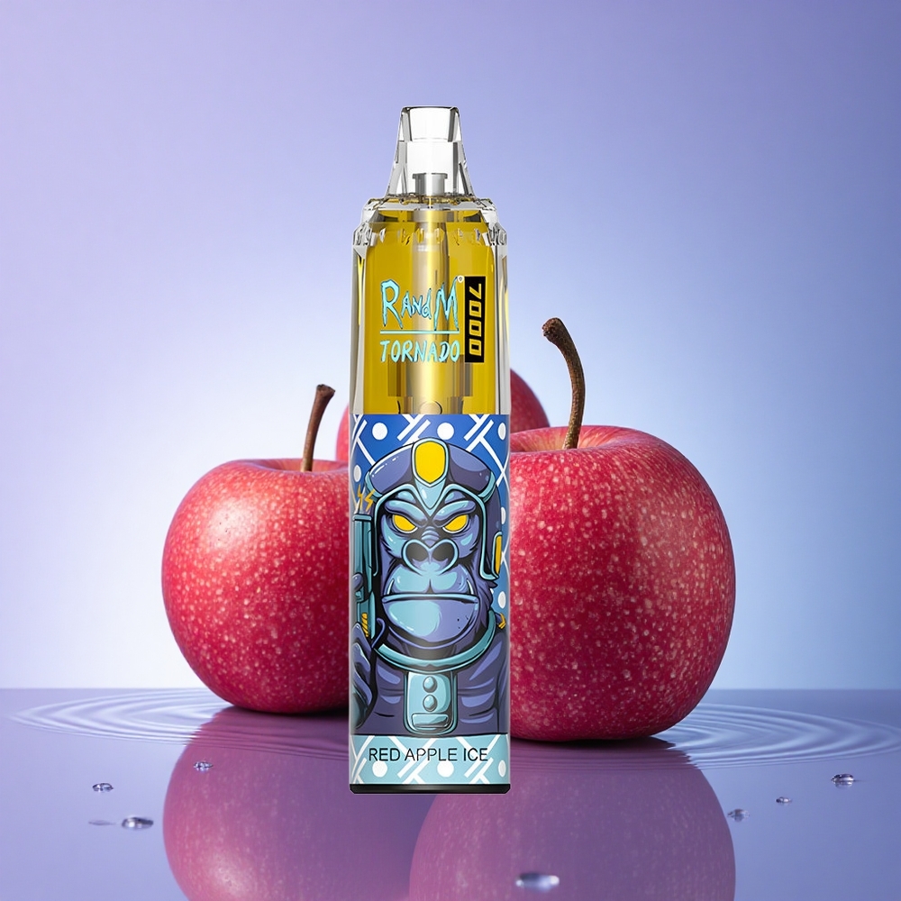 RandM Fumot Tornado 7000 Puffs Rdeča Jabolčna Led z 5% nikotina, 850 mAh in Mesh Coil
