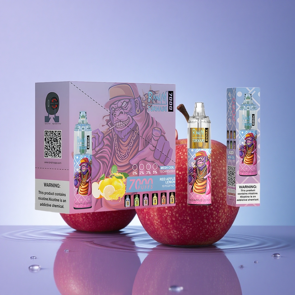 RandM Fumot Tornado 7000 Puffs Rdeče Jabolko Limona z 850 mAh in 5% Nikotina