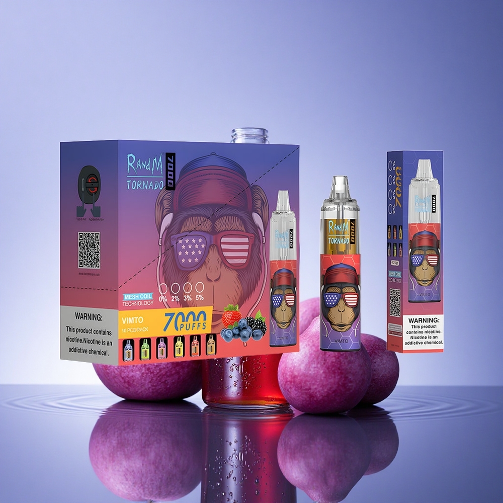 RandM Fumot Tornado 7000 Puffs Vimto Nastavljiv Zrak 850mAh Mrežasta Tuljava