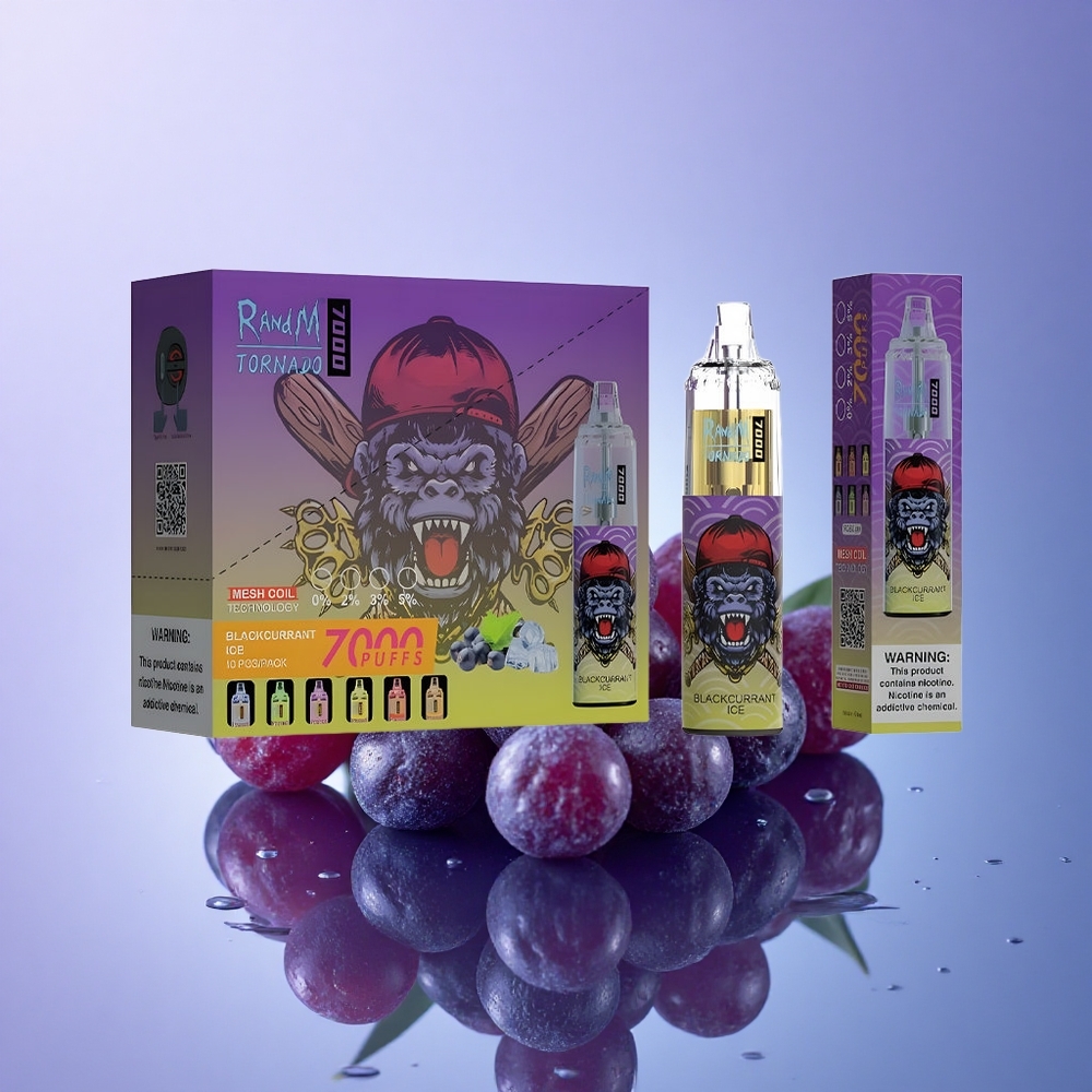 RandM Fumot Tornado 7000 Puffs Črni ribez led 850 mAh 5% nikotina