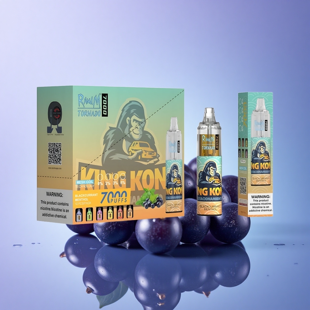 RandM Fumot Tornado 7000 Puffs Črni ribez mentol z 850 mAh in 5% nikotina