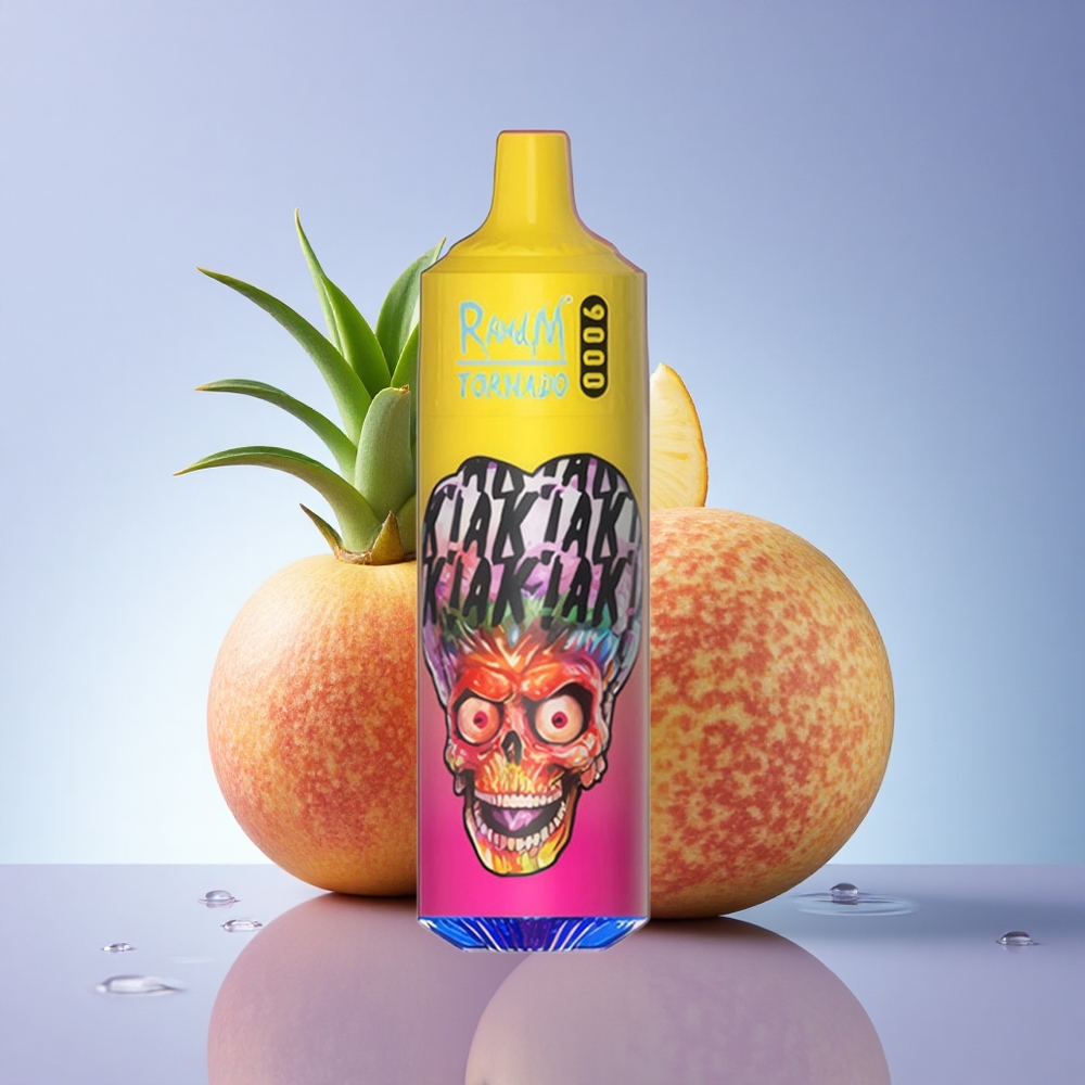 RandM Fumot Tornado 9000 Puffs Breskova Mango Ananas z 18 mL E-tekočine in 850 mAh Baterijo