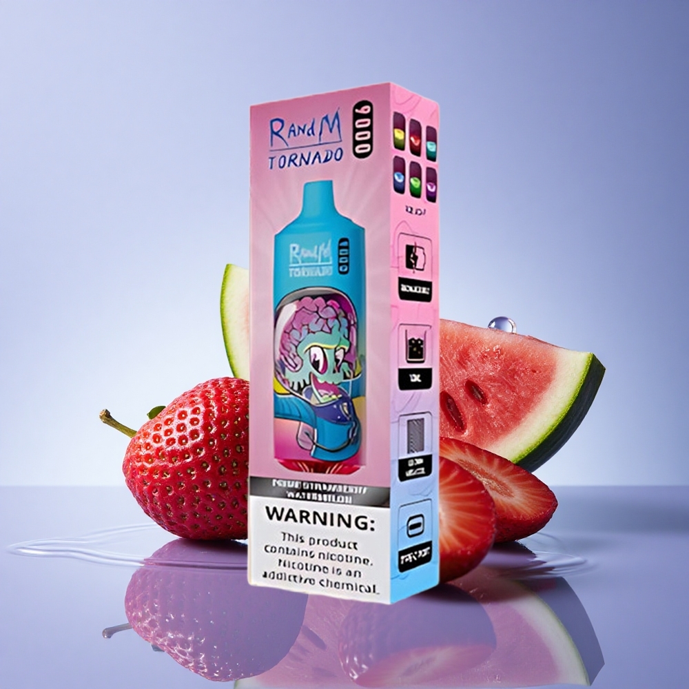 RandM Fumot Tornado 9000 Puffs Jagoda Lubenica Z Mešanico Cevij in 18 mL