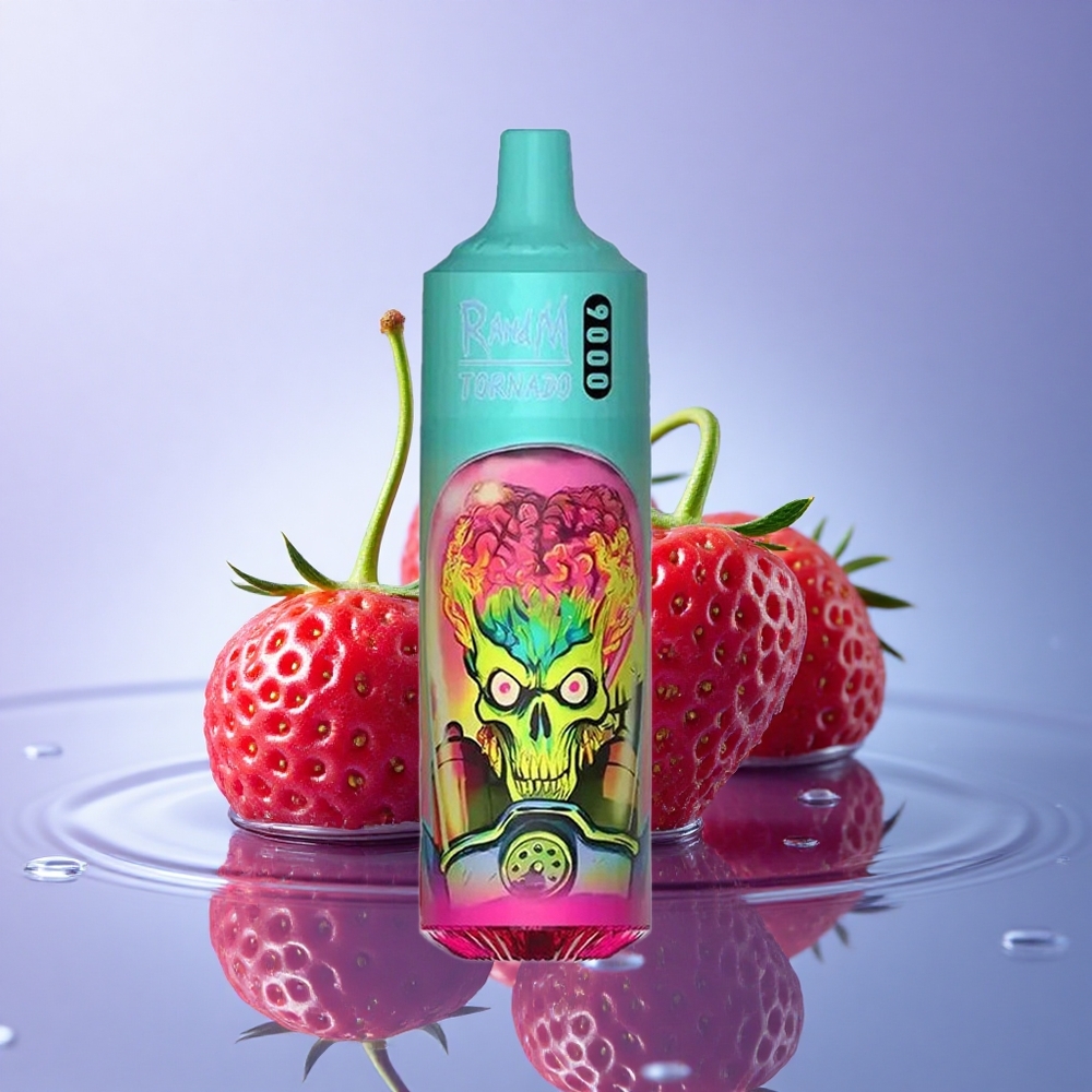 RandM Fumot Tornado 9000 Puffs Jagoda Malina Češnja Led z 18 mL E-tekočine in 850 mAh Baterijo