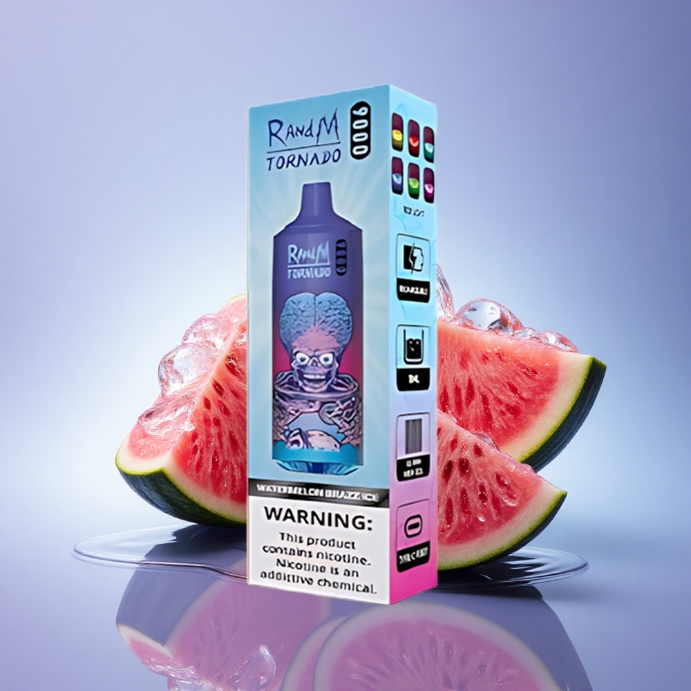 RandM Fumot Tornado 9000 Puffs Lubenikova Brazz Led z 18 mL E-tekočino in 850 mAh Baterijo