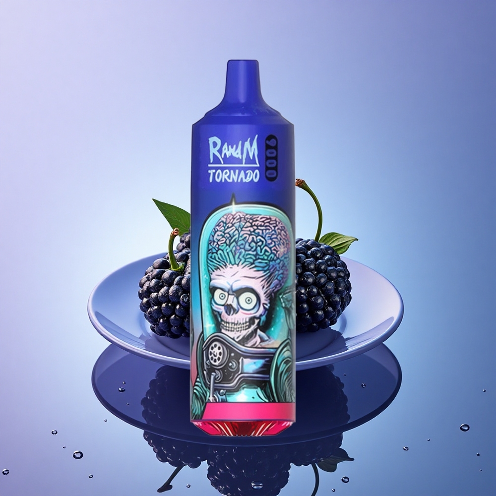 RandM Fumot Tornado 9000 Puffs Črni Led z 850 mAh in 18 mL