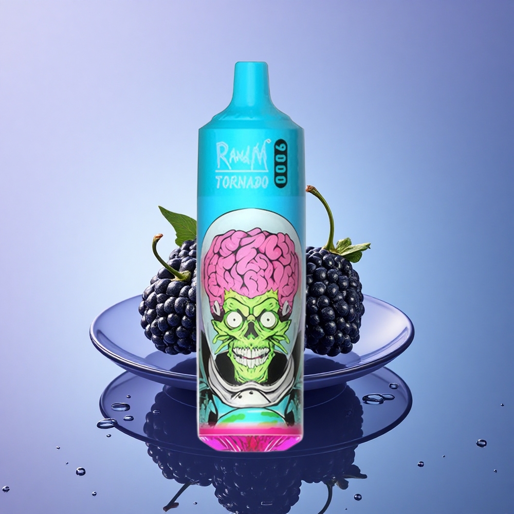 RandM Fumot Tornado 9000 Puffs Črni Zmaj Led z 18 mL E-tekočino in 850 mAh Baterijo
