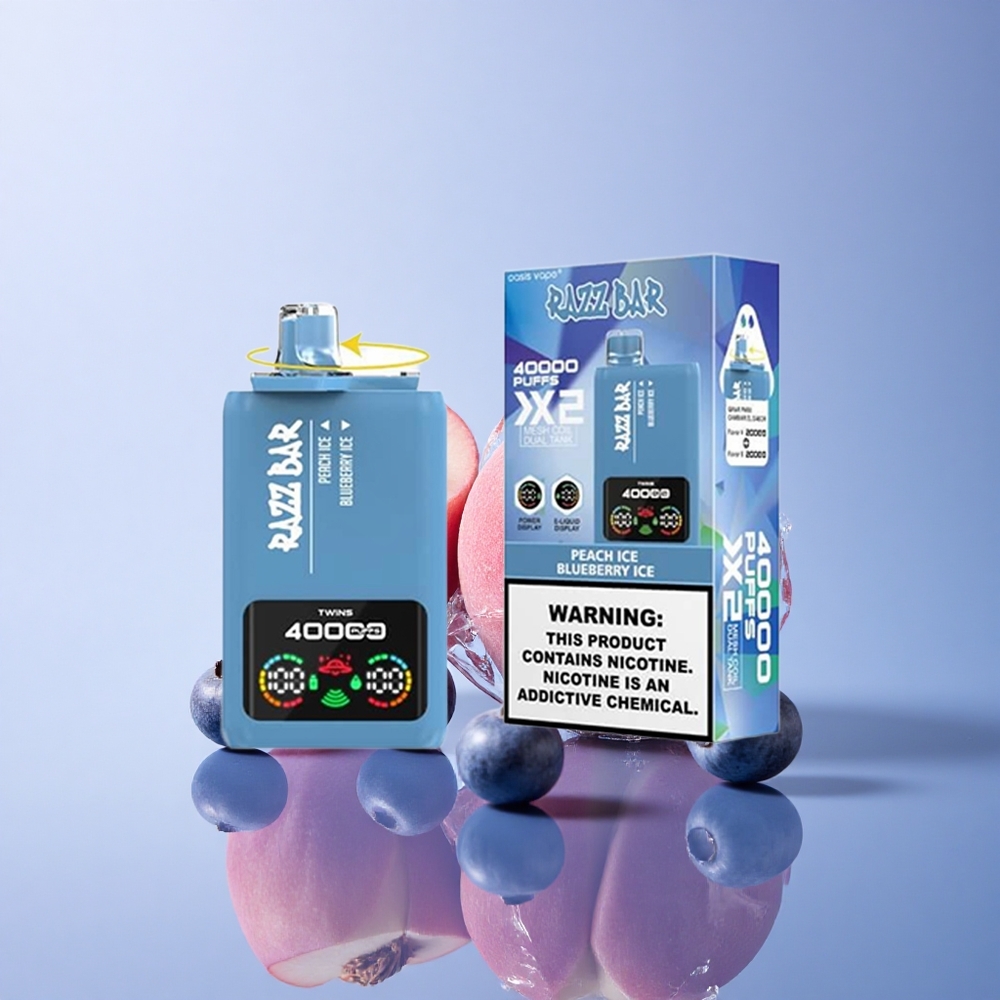 Razz Bar 40000 Puffs Breskvini Led – Borovnični Led z 650 mAh in 5% nikotina