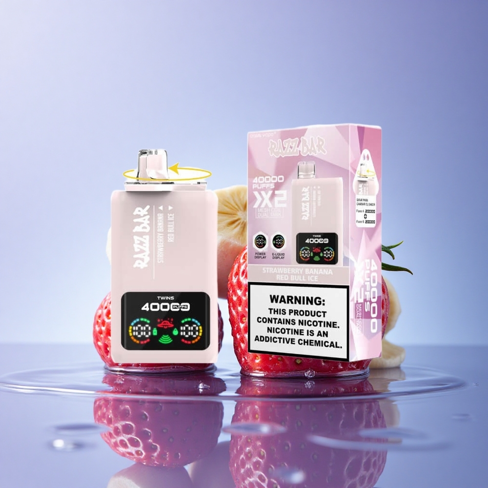 Razz Bar 40000 Puffs Jagoda Banana - Rdeči Bik Ledeni z 2% nikotina in 650 mAh