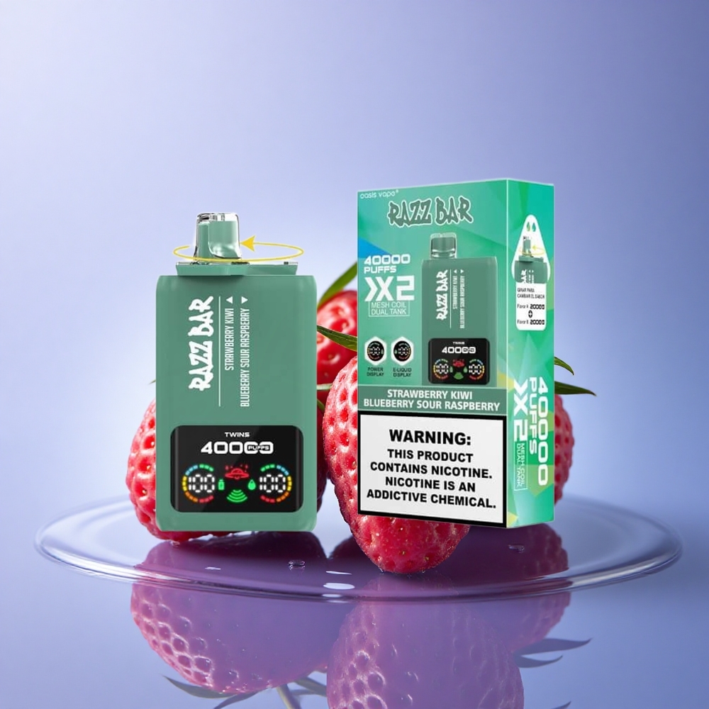 Razz Bar 40000 Puffs Jagoda Kivi - Borovnica Kisla Malina z 5% nikotina in 650 mAh baterijo
