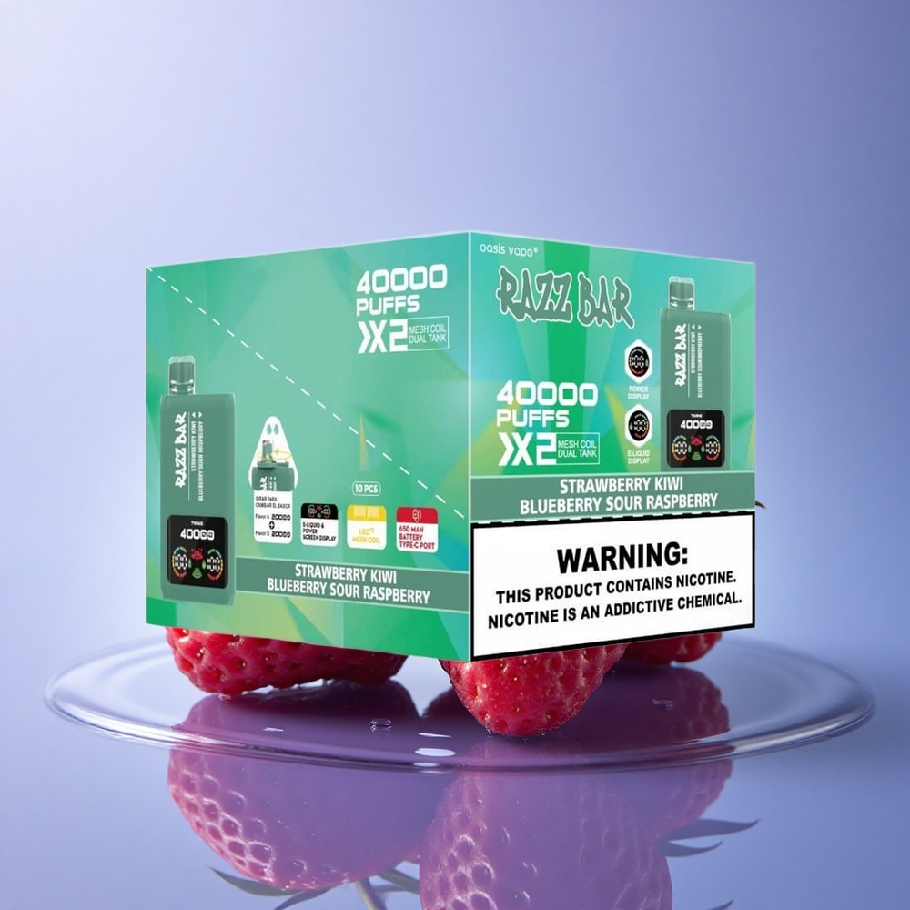 Razz Bar 40000 Puffs Jagoda Kivi - Borovnica Kisla Malina z 5% nikotina in 650 mAh baterijo