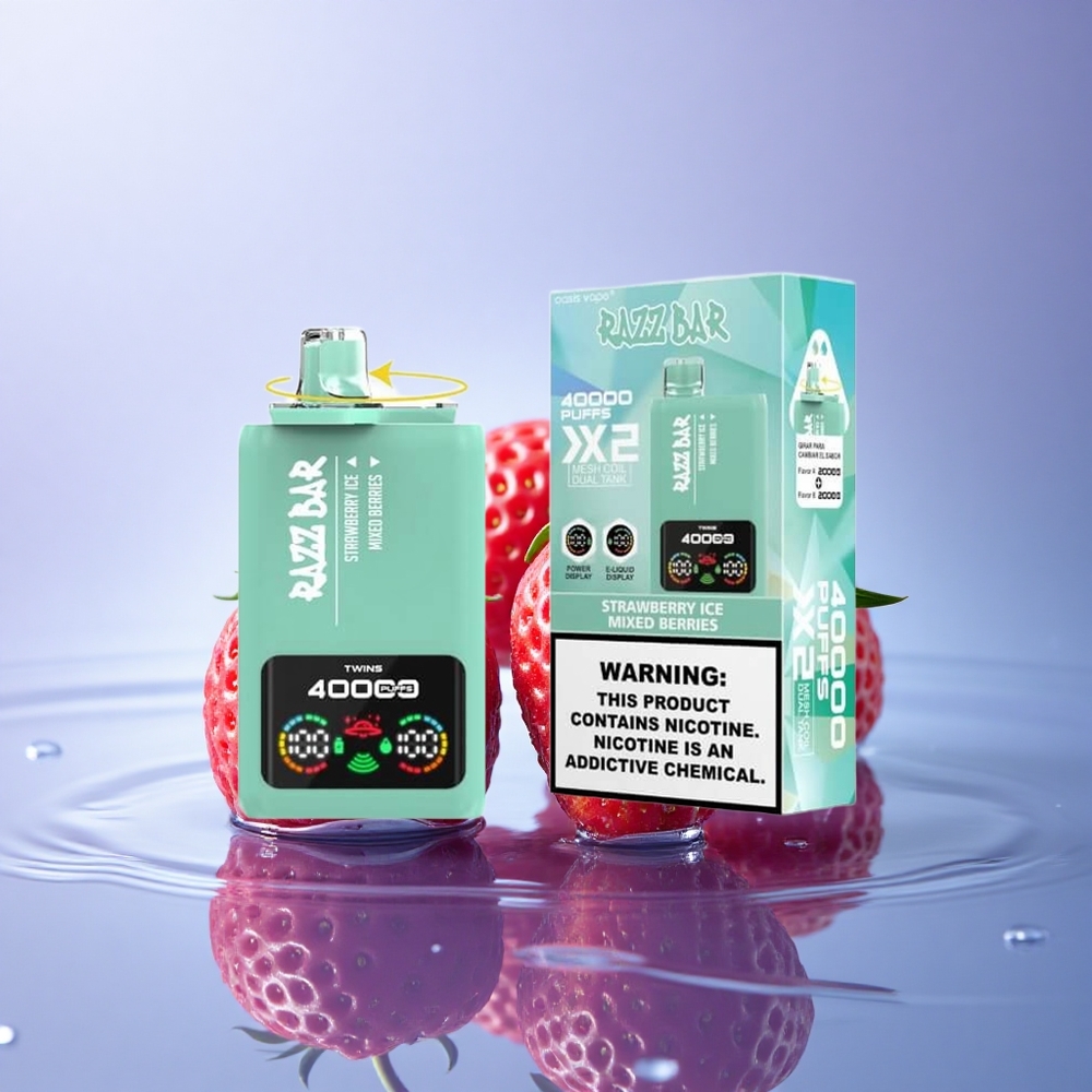 Razz Bar 40000 Puffs Jagodni Led z Mešanimi Jagodami – 650 mAh, 2% Nikotina