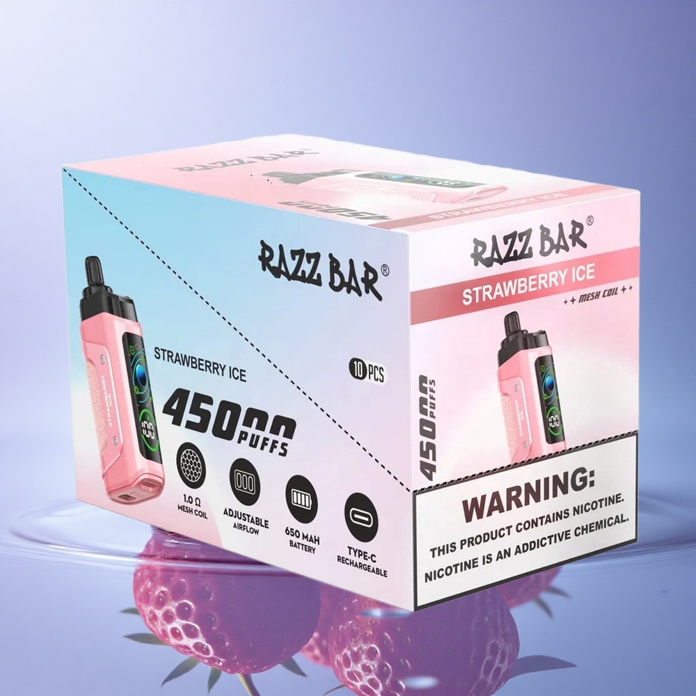 Razz Bar 45000 Puffs Jagodni Led z 20 mg Nikotina in 650 mAh Baterijo