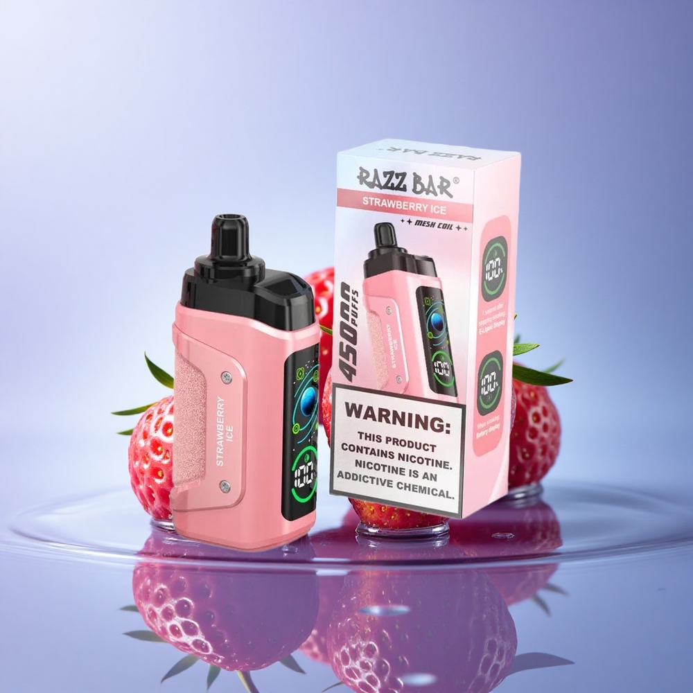 Razz Bar 45000 Puffs Jagodni Led z 20 mg Nikotina in 650 mAh Baterijo