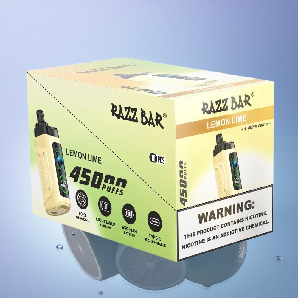 Razz Bar 45000 Puffs Limeta Lime z Mesh 1.0 Ohm in 20 mg/ml nikotina