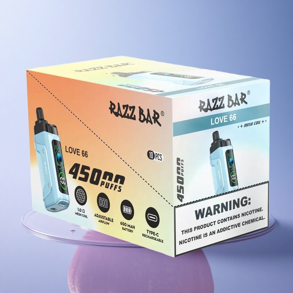 Razz Bar 45000 Puffs Ljubezen 66 Tip-C 650 mAh 20 mg nikotina