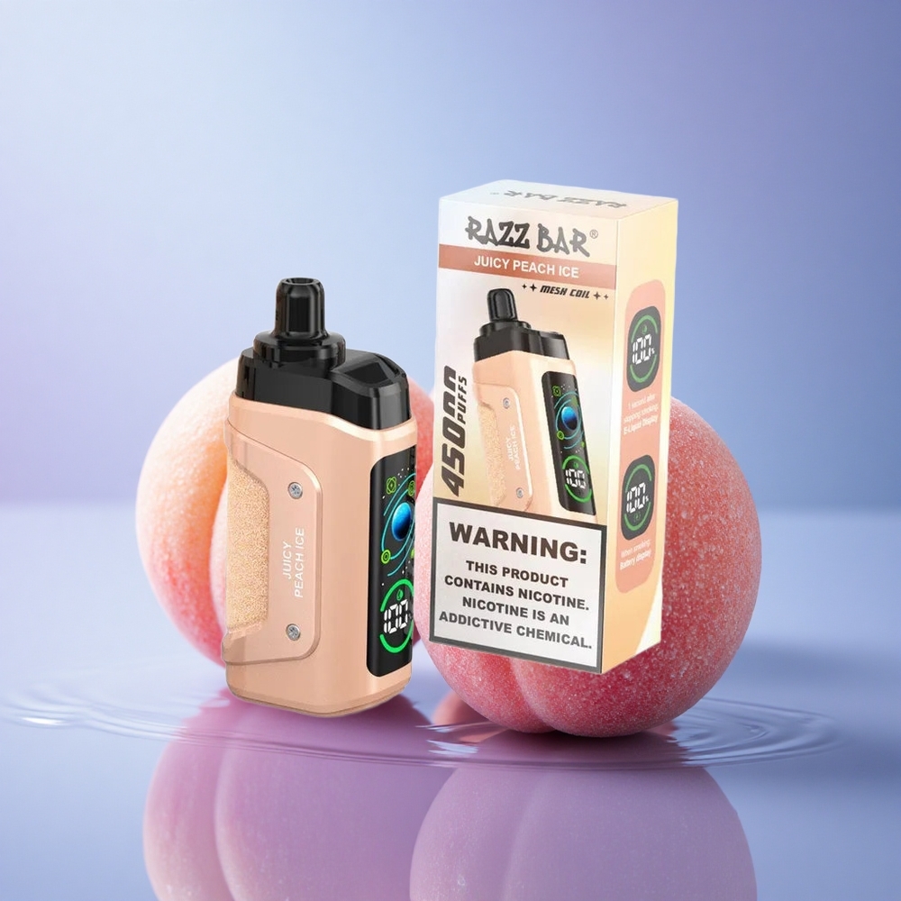 Razz Bar 45000 Puffs Sočna Breskva Led z 20 mg/ml Nikotina in 650 mAh Baterijo