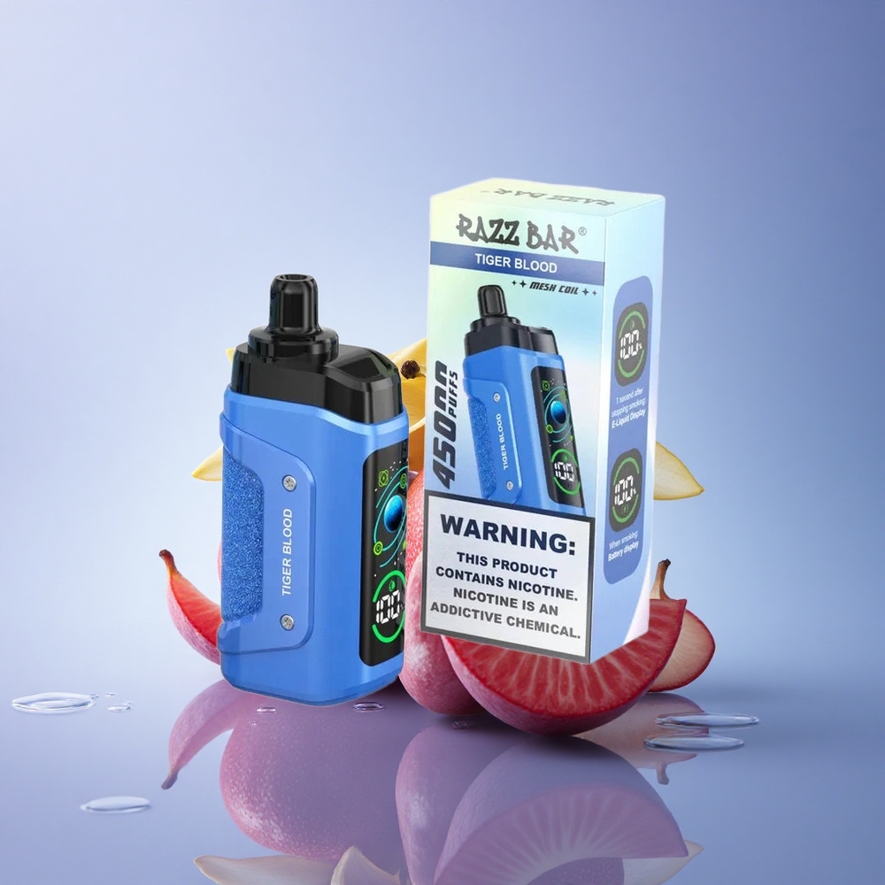 Razz Bar 45000 Puffs Tigrova kri z 20 mg/ml nikotina in nastavljivim zračnim tokom