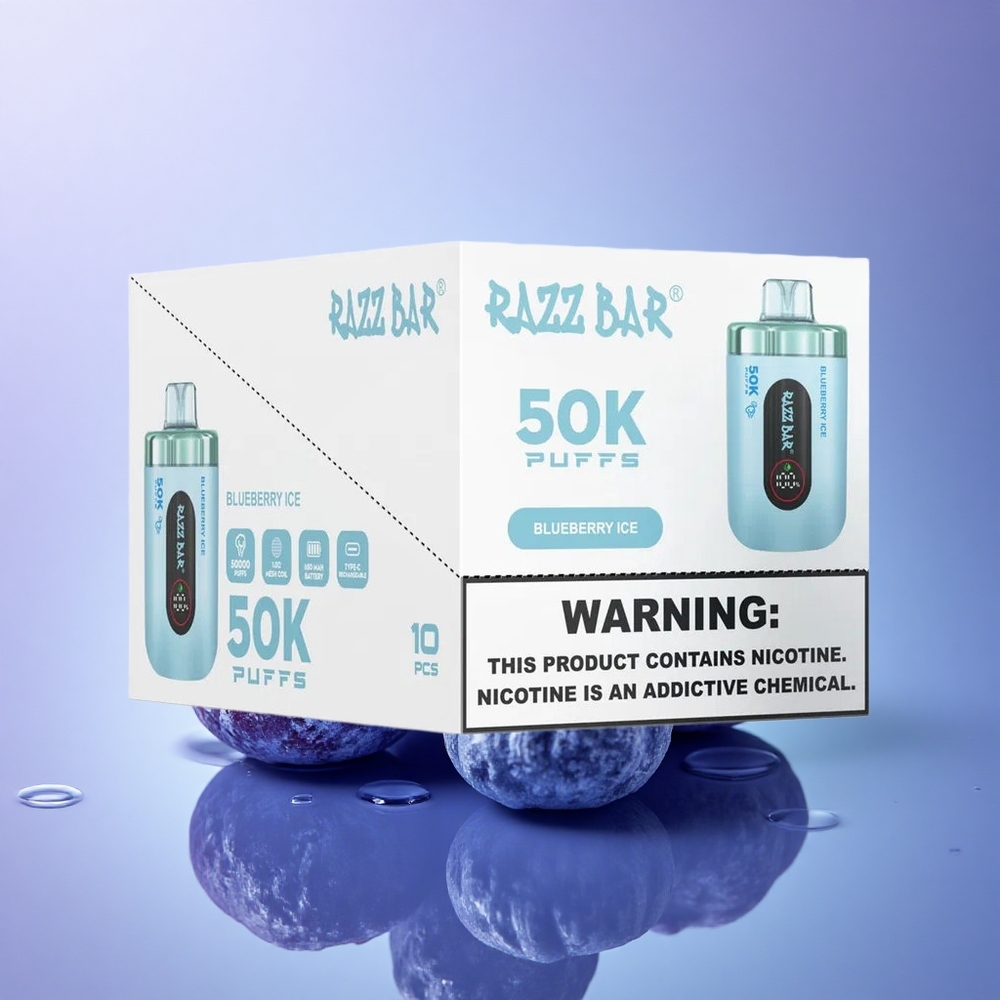 Razz Bar 50K Puffs Borovnični Led z 2% nikotina in 650 mAh baterijo