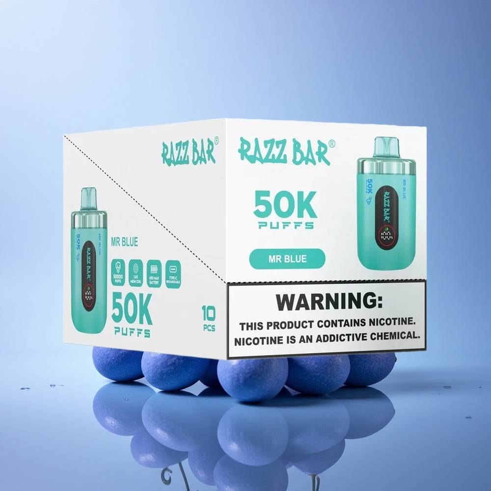 Razz Bar 50K Puffs Gospod Modri 1,0 Ohm Mrežasta Tuljava 650 mAh Tip-C