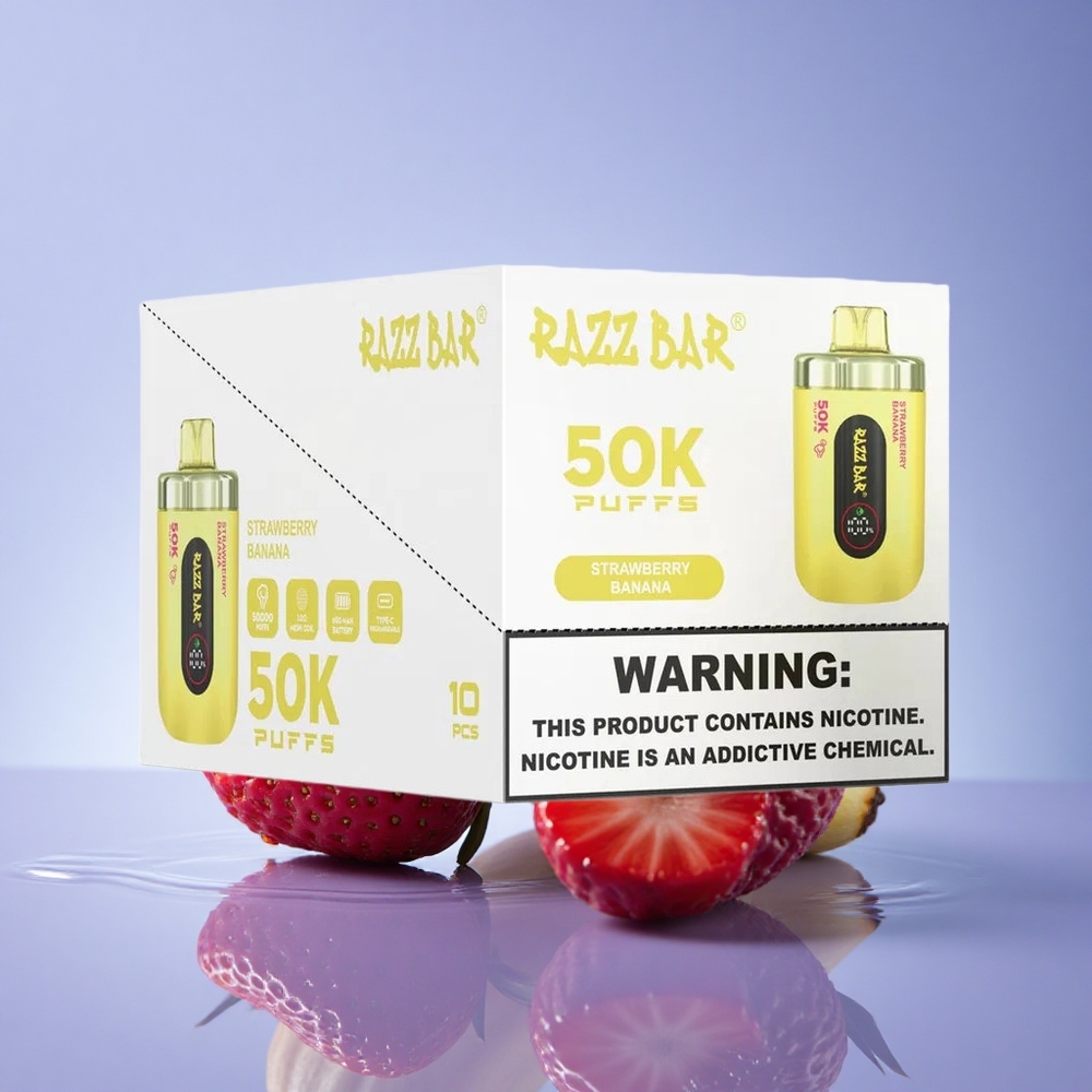 Razz Bar 50K Puffs Jagoda Banana 2% Nikotin Tipka 650 mAh