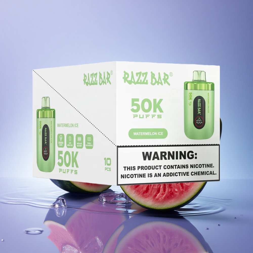 Razz Bar 50K Puffs Lubenica Led z 2% nikotina in 650 mAh baterijo