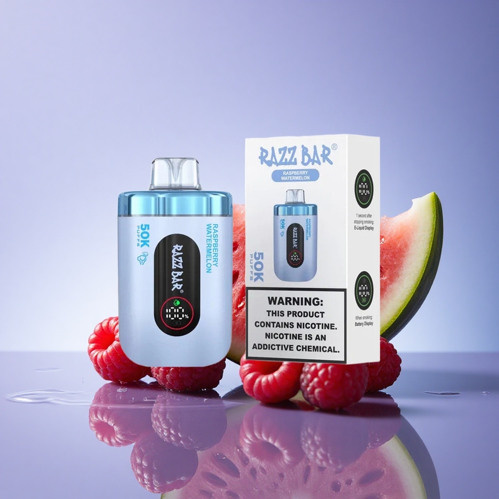 Razz Bar 50K Puffs Malinova lubenica z 2 % nikotina in 650 mAh baterijo