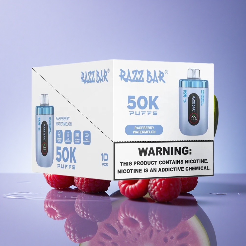 Razz Bar 50K Puffs Malinova lubenica z 2 % nikotina in 650 mAh baterijo