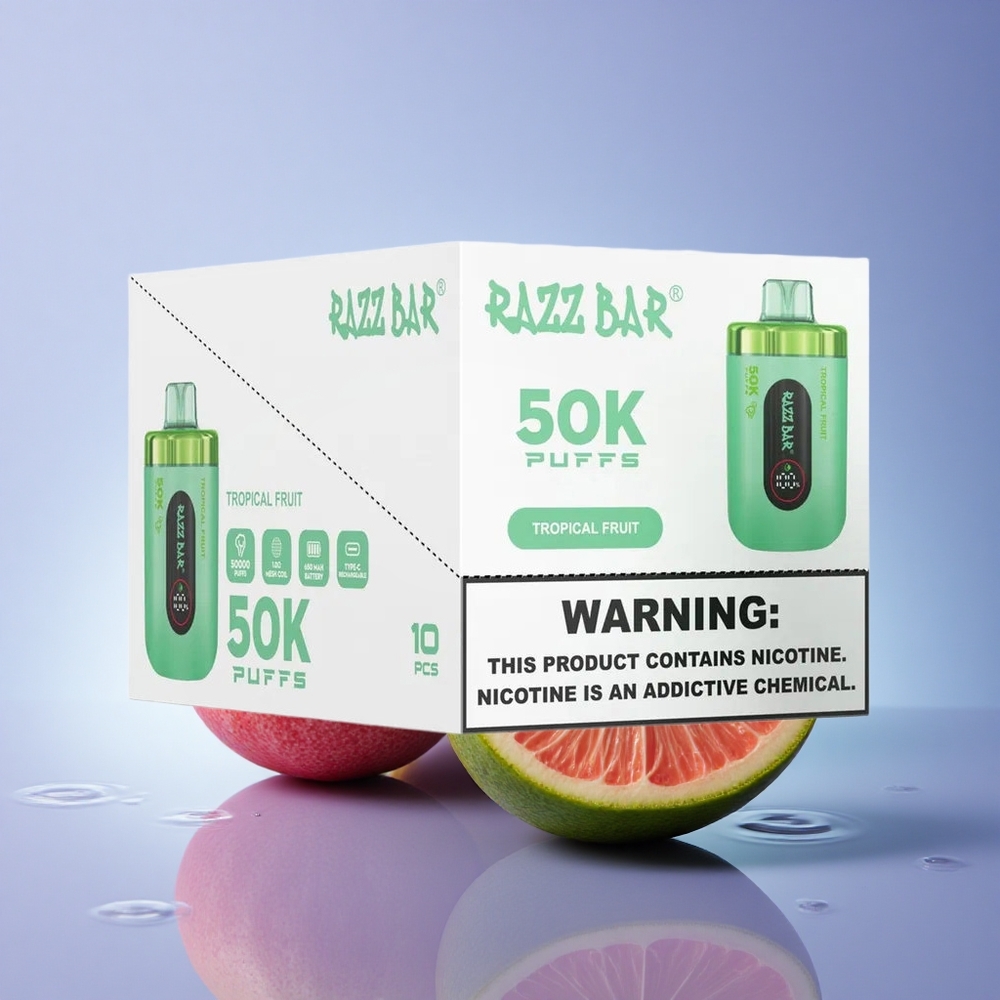 Razz Bar 50K Puffs Tropsko Sadje 650 mAh Tip-C 2% Nikotin